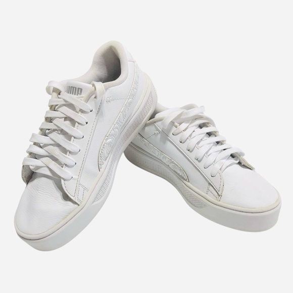 Puma Platform V3 Rose Embroidered Pop Up Sneakers size 8 - Picture 7 of 10